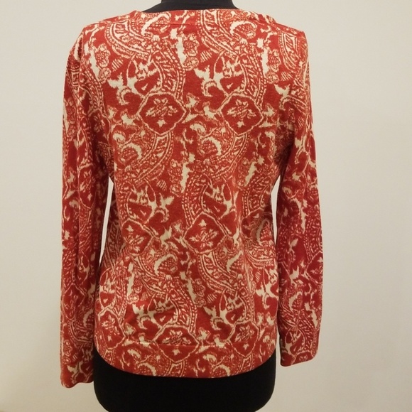 TALBOTS Rust with Tan printed Size M Cardigan - Picture 2 of 6